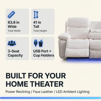 3 Seater Power Recliner Chair Sofa Set for Living Room,Faux Leather Electric White Home Theater Seating Reclining Sofa Couch with Flipped Middle Backrest,Led Light,Usb Port,Cup Holders — Results & Stats