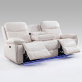 Home Theater Recliner Sofa Built for Movie Night Comfort, 3 Seater Electric Power, LED Lighting, USB Ports