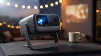 [3500 ANSI/ Official Apps/65W Audio] Outdoor 4K Projector with Wifi and Bluetooth, Auto Focus, Auto Keystone Smart Projector Support Doiby Audio, 2026 Upgrade GO2 Short Throw Projector with 360°Stand — Lifestyle
