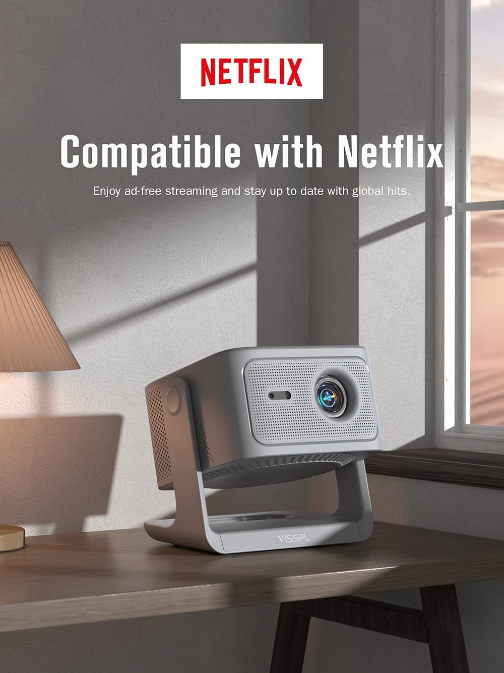 【Now with Netflix & 3000Ansi】Smart 4K Projector with Wifi and Bluetooth,  3D Dolby Audio and Auto Focus Portable Outdoor Projector, Movie Home Theater Projectors Lamp Bulb for Bedroom/Ceiling