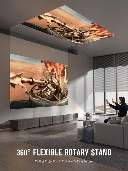 【Now with Netflix & 3000Ansi】Smart 4K Projector with Wifi and Bluetooth,  3D Dolby Audio and Auto Focus Portable Outdoor Projector, Movie Home Theater Projectors Lamp Bulb for Bedroom/Ceiling