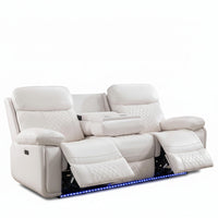 Home Theater Recliner Sofa Built for Movie Night Comfort, 3 Seater Electric Power, LED Lighting, USB Ports