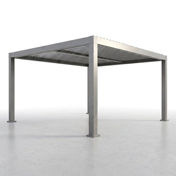 Outdoor Pergola Built for All-Weather Use, Adjustable Louvered Roof, Reinforced Aluminum Frame, Integrated Drainage — Studio Shot