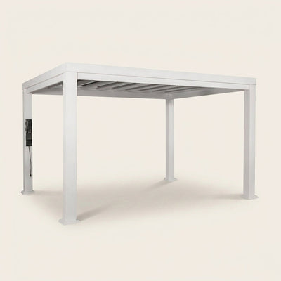 Outdoor Steel Pergola Kit Built for Year-Round Durability, 14' X 10' Coverage, Shade Sail Canopy, Powerport