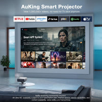 【Now with Netflix & 4500 Ansi】Smart 4K Projector with Wifi and Bluetooth, Auto Focus & Keystone Portable Outdoor Projector,  Home Theater Proyector with Adjustable Stand(Grey)