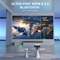 【Now with Netflix & 4500 Ansi】Smart 4K Projector with Wifi and Bluetooth, Auto Focus & Keystone Portable Outdoor Projector,  Home Theater Proyector with Adjustable Stand(Grey)